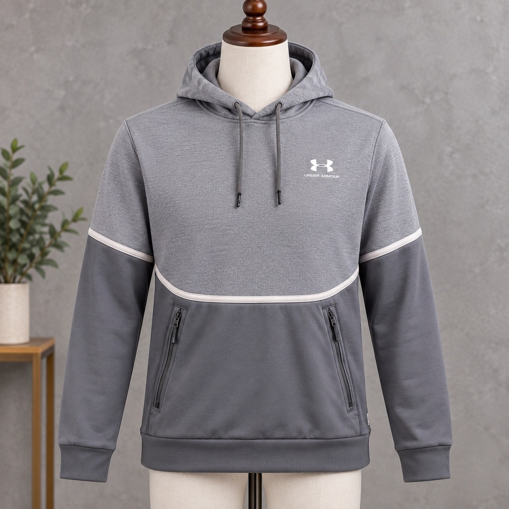Under Armour Hoodie Mens XL Grey Performance Apparel Big Logo Sweatshirt